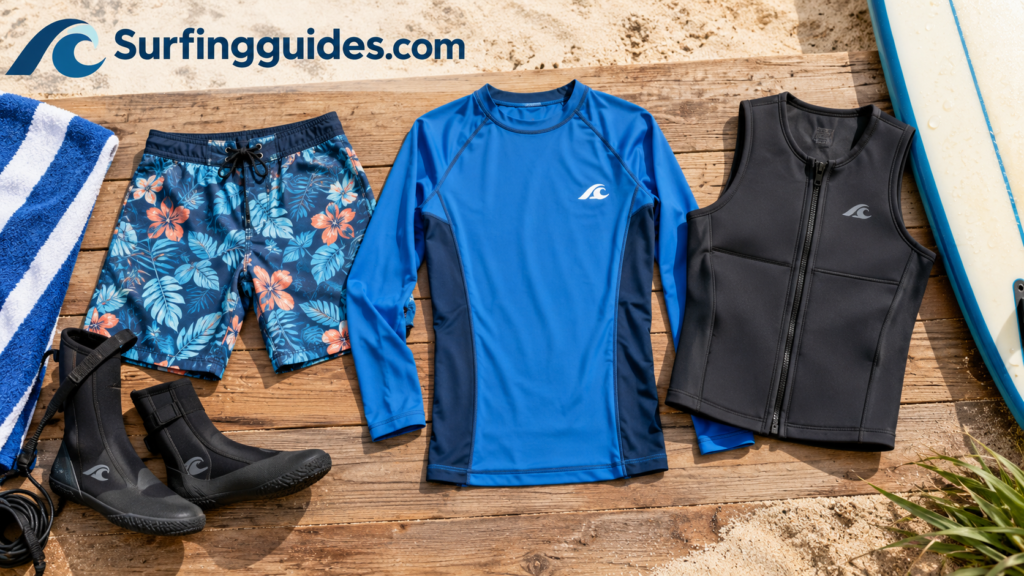Surf Gear Flat Lay on the Beach Deck